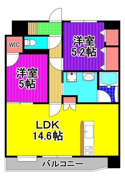 SQUARE春日(2LDK/8階)の間取り写真
