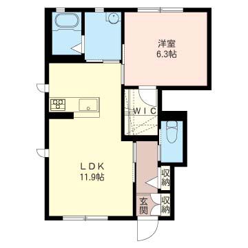 シャーメゾン アンビシア C(1LDK/1階)の間取り写真
