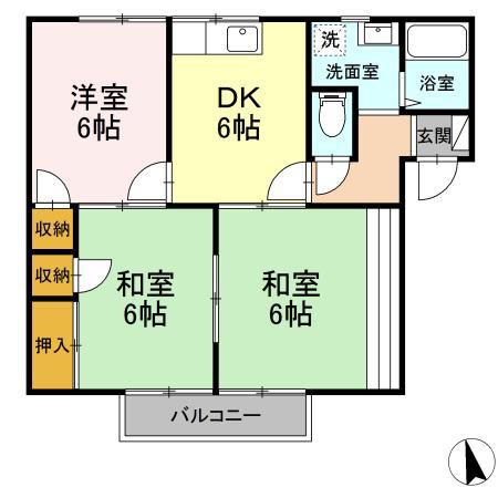 コーポK(3DK/2階)の間取り写真