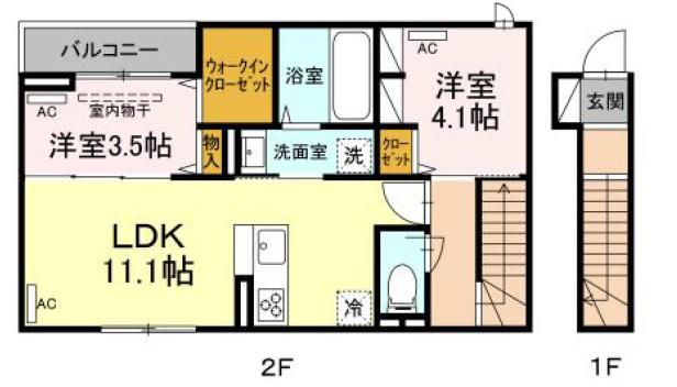 D-ROOM港北(2LDK/2階)の間取り写真