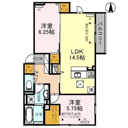 D-RESIDENCE諸江II(2LDK/1階)の間取り写真