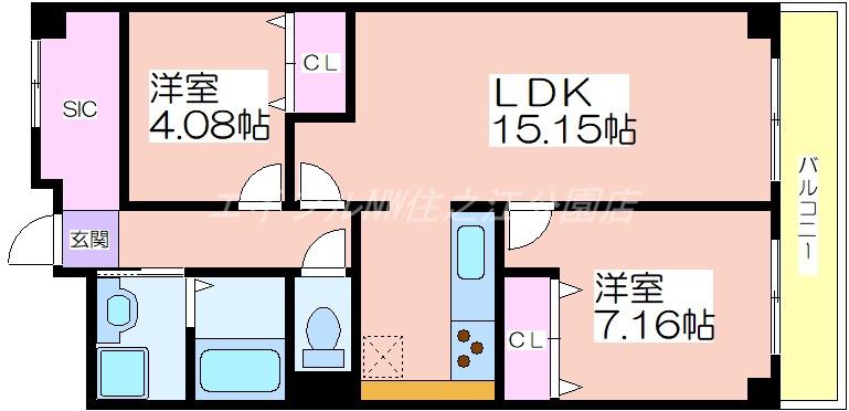 パティオ北加賀屋(2LDK/6階)の間取り写真