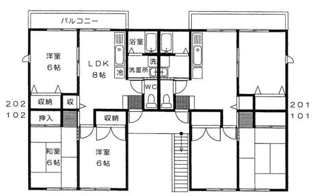レトア東佐野B(3LDK/1階)の間取り写真