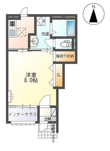 LIEN・K(1K/1階)の間取り写真