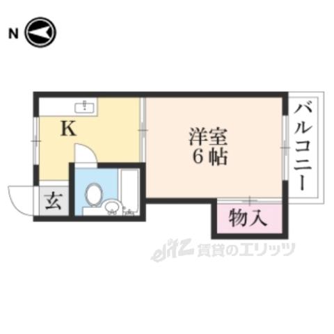 サンハイツ神足(1K/2階)の間取り写真