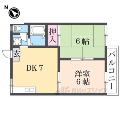 コーポ山川(2DK/2階)の間取り写真