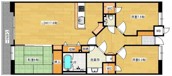 フローレンス猫屋町グランドアーク(3LDK/7階)の間取り写真