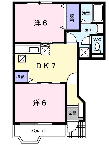サニー コートI(2DK/1階)の間取り写真