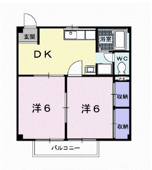 キャッスルライフ(2DK/2階)の間取り写真