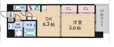 クリスタルグランツ難波II(1DK/10階)の間取り写真