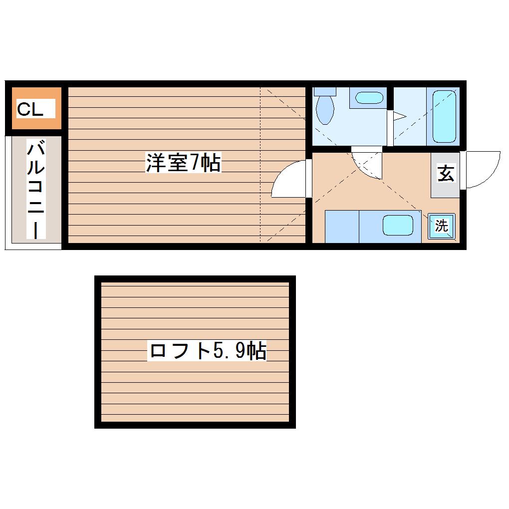 サンシャイン河原町(1K/2階)の間取り写真