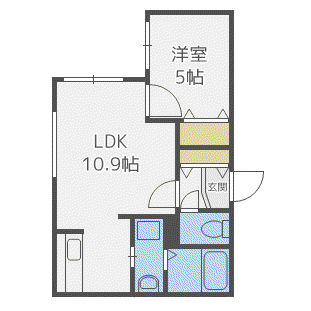 ルアーナ円山(1LDK/1階)の間取り写真