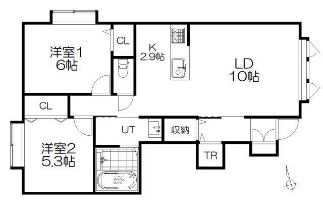ルタンI(2LDK/1階)の間取り写真