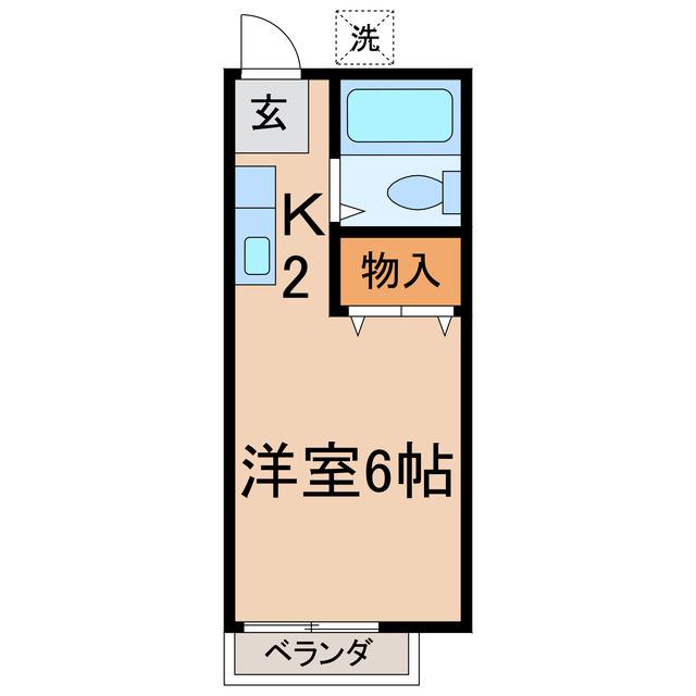 ハイツシックス(ワンルーム/2階)の間取り写真