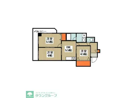 ディアアルテ(3DK/6階)の間取り写真