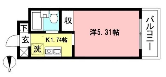 パールハイツ向ヶ丘(1K/2階)の間取り写真