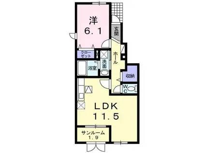 アース・ワンB(1LDK/1階)の間取り写真