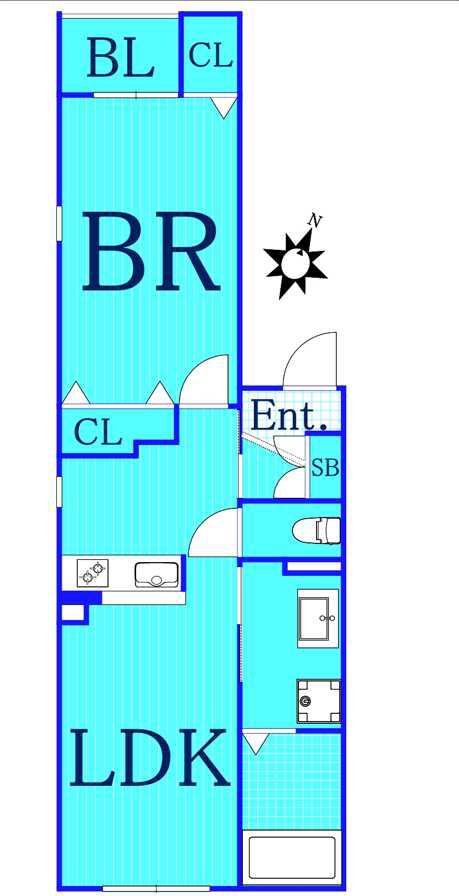 ローズバンク白楽(1LDK/2階)の間取り写真