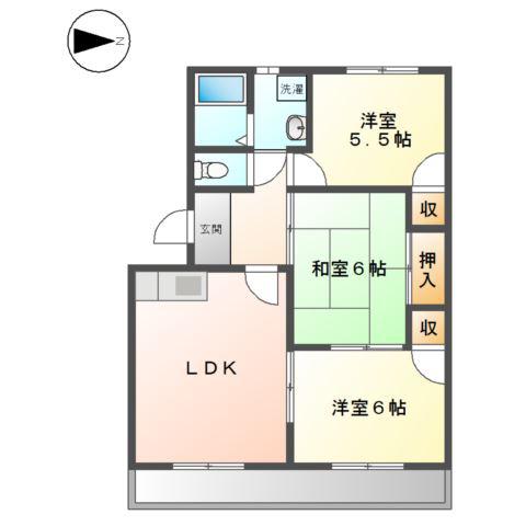 サングリーン西添(3LDK/2階)の間取り写真
