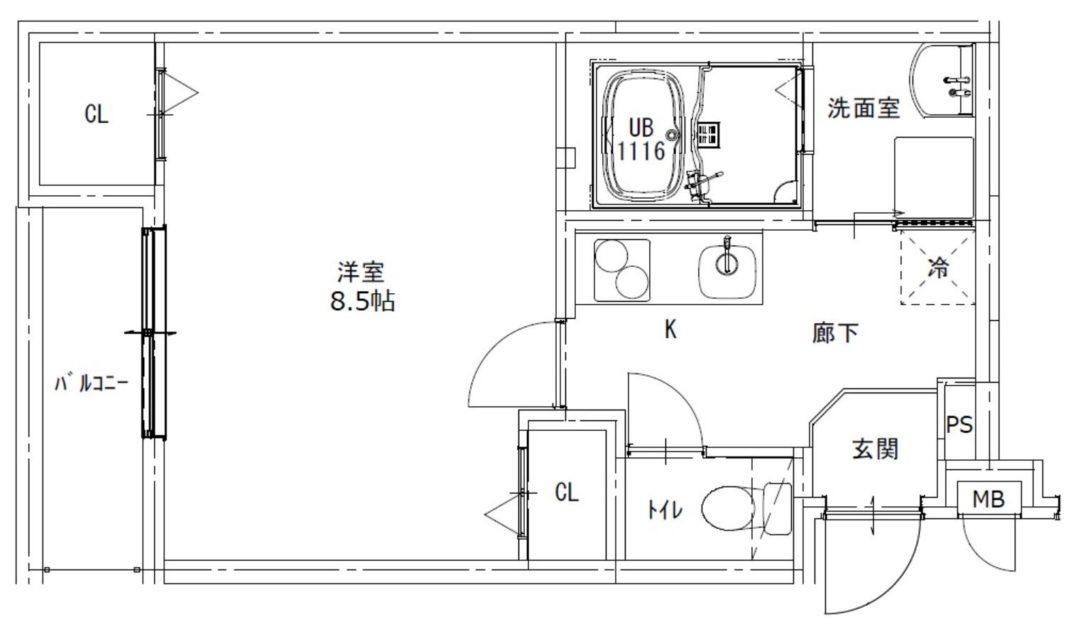 フジパレス高井田Ⅲ番館(1K/2階)の間取り写真