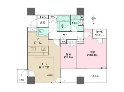 ザ・梅田タワー(2LDK/36階)の間取り写真