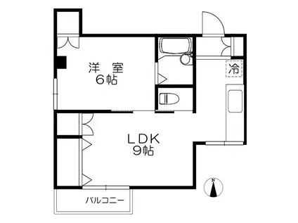 コーポ塩田(1LDK/2階)の間取り写真