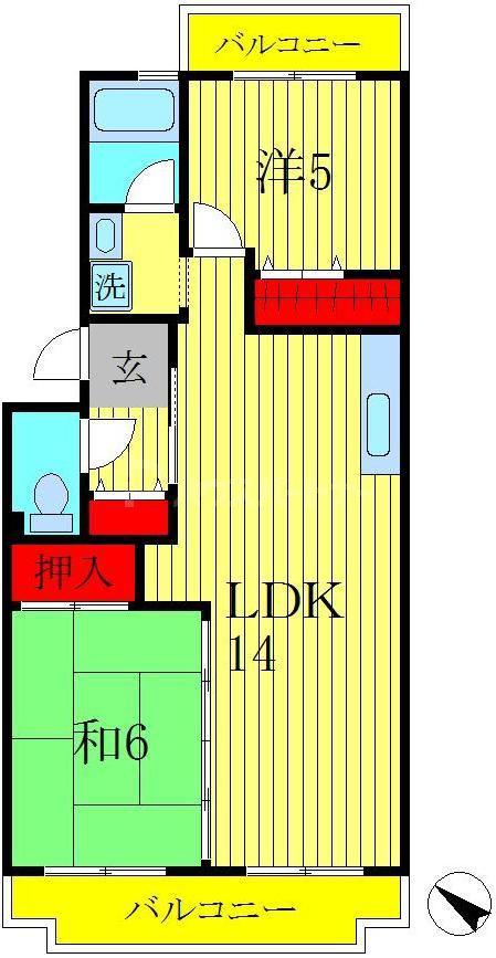 フォンテーヌ柏(2LDK/1階)の間取り写真