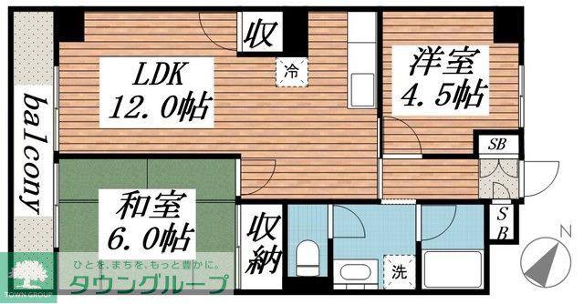 山口マンション(2LDK/4階)の間取り写真