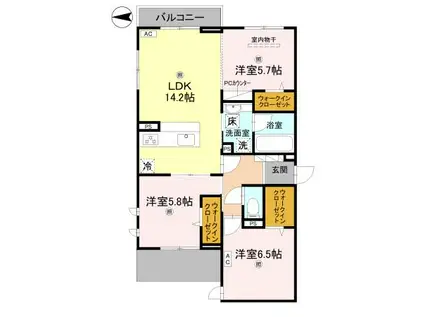 フォレストガーデン北花田(3LDK/1階)の間取り写真