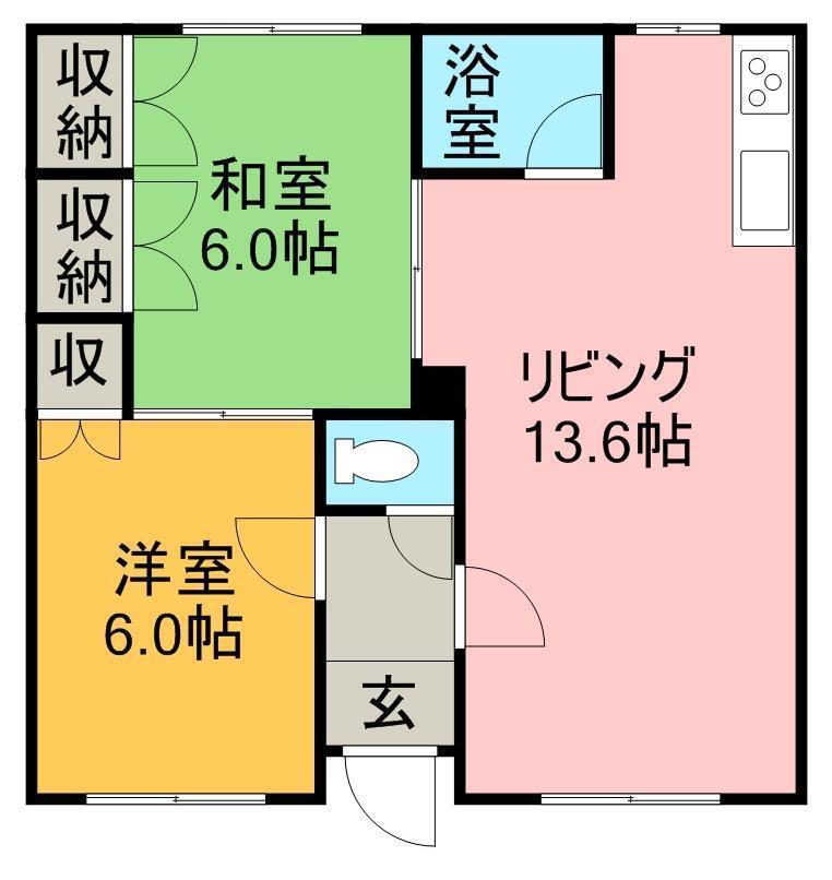 コーポ山崎(2DK/2階)の間取り写真