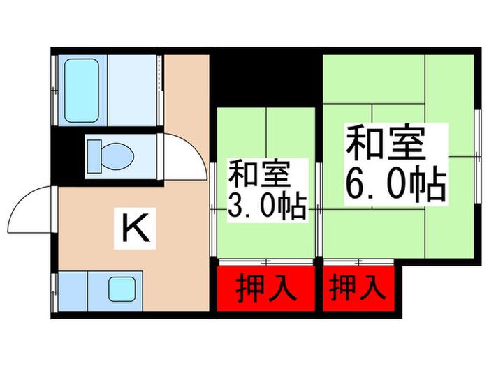コーポひかり(2K/1階)の間取り写真