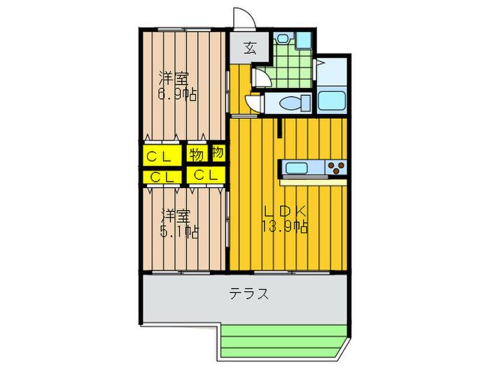 APARTMENT樟風館(2LDK/1階)の間取り写真