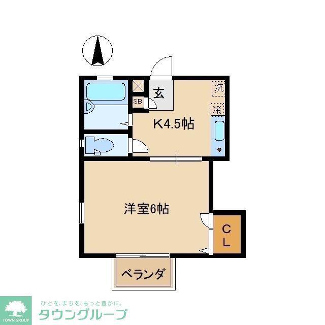 コートヤード東中野(1DK/1階)の間取り写真