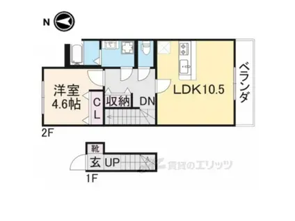 LE CIEL(1LDK/2階)の間取り写真