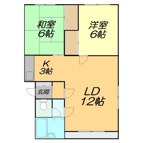 記念塔ハイツB(2LDK/2階)の間取り写真