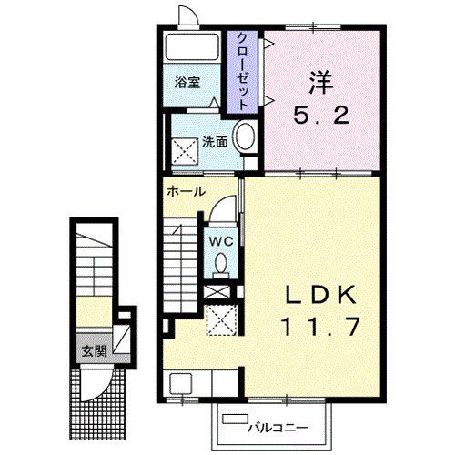 カーサ.H(1LDK/2階)の間取り写真