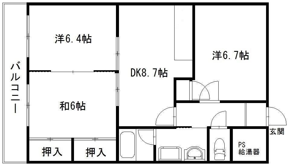 エクセルひくま(3DK/2階)の間取り写真