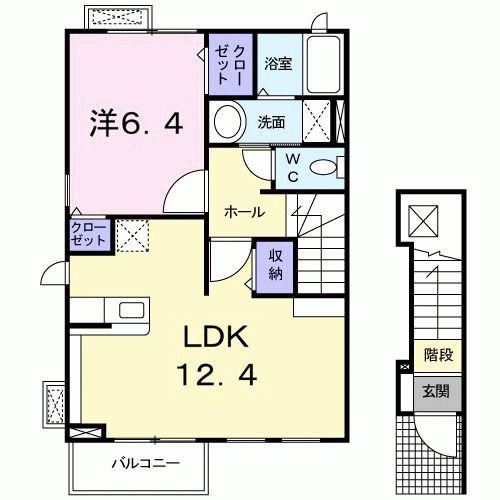 クラベールKM(1LDK/2階)の間取り写真