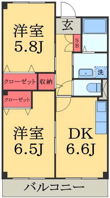 アヴェニューK(2DK/3階)の間取り写真