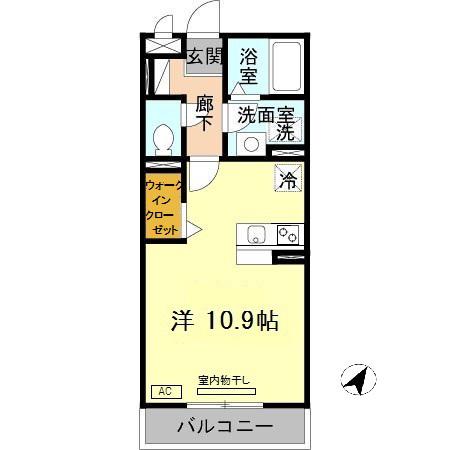 ローズコート芦屋(ワンルーム/2階)の間取り写真