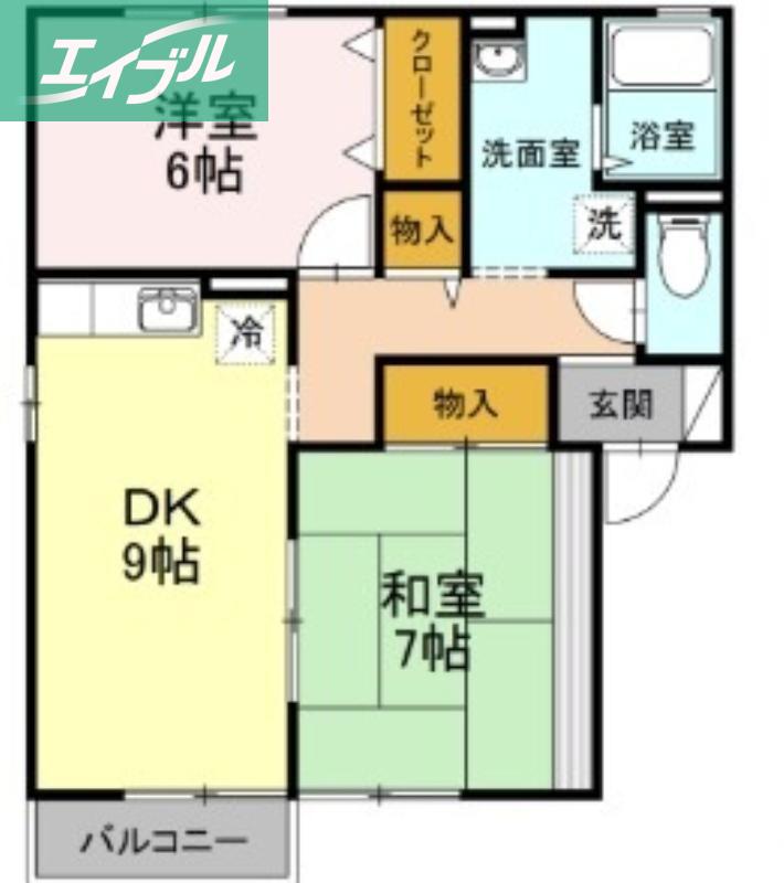 シャトレー福田(2DK/2階)の間取り写真