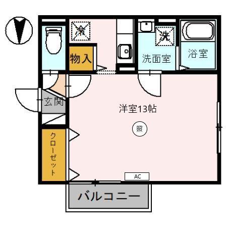 セレッサ花堂A棟(ワンルーム/1階)の間取り写真