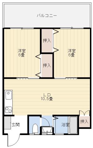サンハイム庚午(2LDK/2階)の間取り写真
