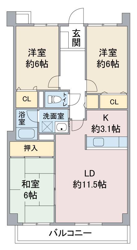 グランハート(3LDK/4階)の間取り写真