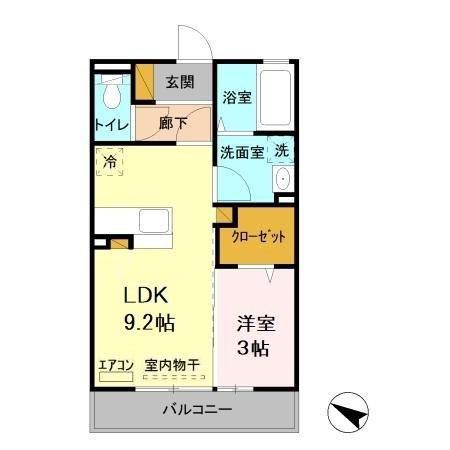 イーストファインヒルズ(1LDK/2階)の間取り写真