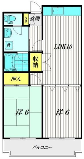 蒲田モリコーポ(2LDK/5階)の間取り写真