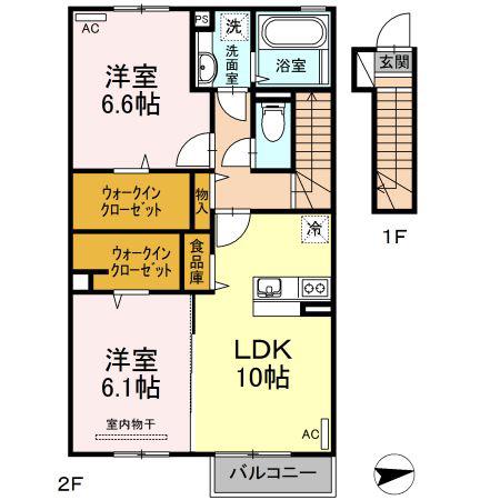 アンファミーユ(2LDK/2階)の間取り写真