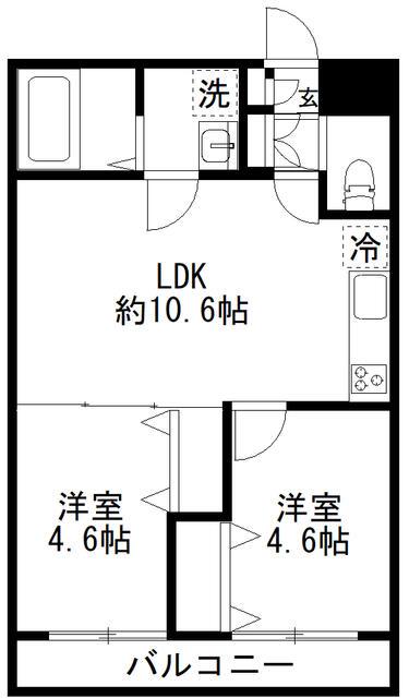 カルディアIII西馬込(2LDK/1階)の間取り写真
