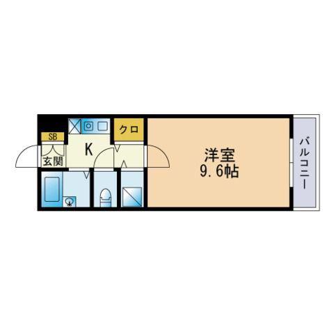 プレステージ室見(1K/2階)の間取り写真