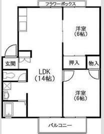 プラムコート(2LDK/2階)の間取り写真
